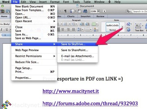Office Mac: come esportare documenti in PDF mantenendo i link ipertestuali