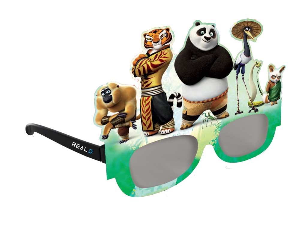 un esempio di personalizzazione degli occhiali per bambini, qui con i personaggi di Kung Fu Panda