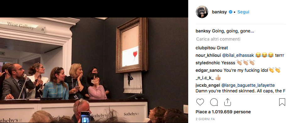 Il mistero tecnologico del quadro “suicida” di Bansky svelato su Instagram