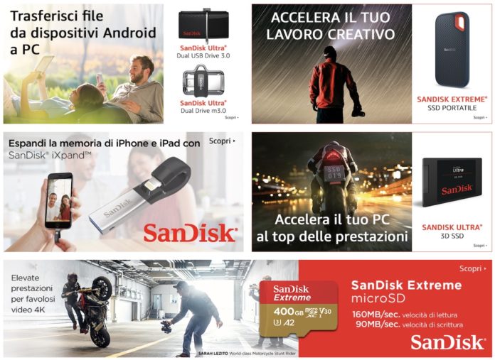 Tornano i SanDisk Days su Amazon: offerte su Memorie Flash, SSD, USB, SD Card