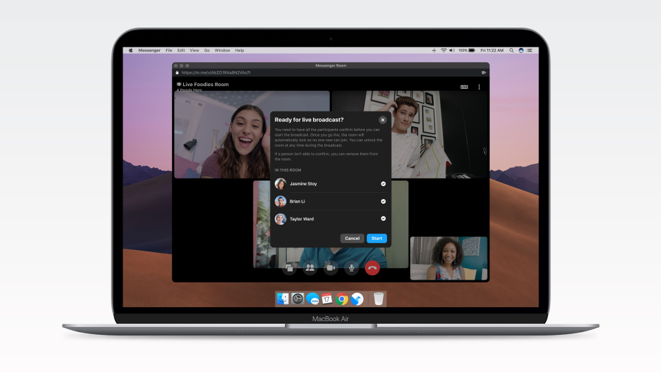 Facebook permetterà di trasformare Messenger Rooms in trasmissioni in diretta
