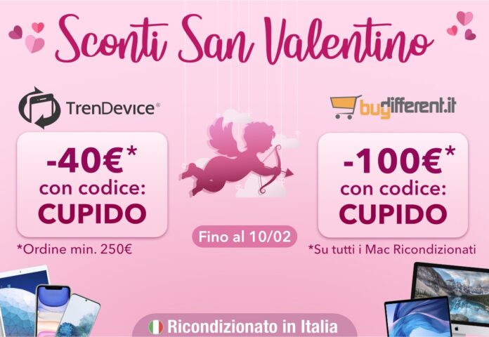 In cerca del regalo per San Valentino? Su TrenDevice e BuyDifferent sconti fino a 100€ sui migliori Ricondizionati Hi-Tech