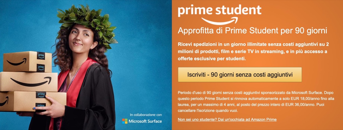 Prime Student è gratis per 3 mesi 