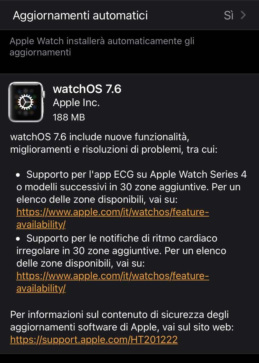 Disponibile watchOS 7.6 con ECG e  notifiche alla salute cardiaca in nuove nazioni