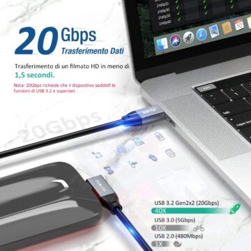 ULT-WIIQ, un cavo da USB-C a USB 3.2 da 100W angolato di 90°