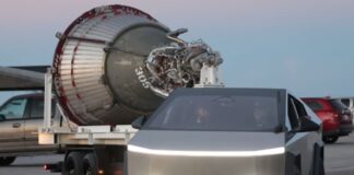 Tesla Cybertruck sfoggia i muscoli trainando un reattore SpaceX