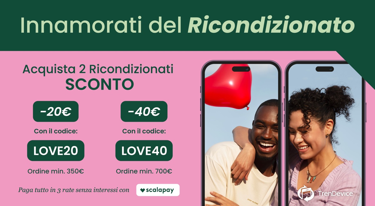 Sconti di San Valentino su TrenDevice, fino a -40€ di su iPhone, iPad e Mac