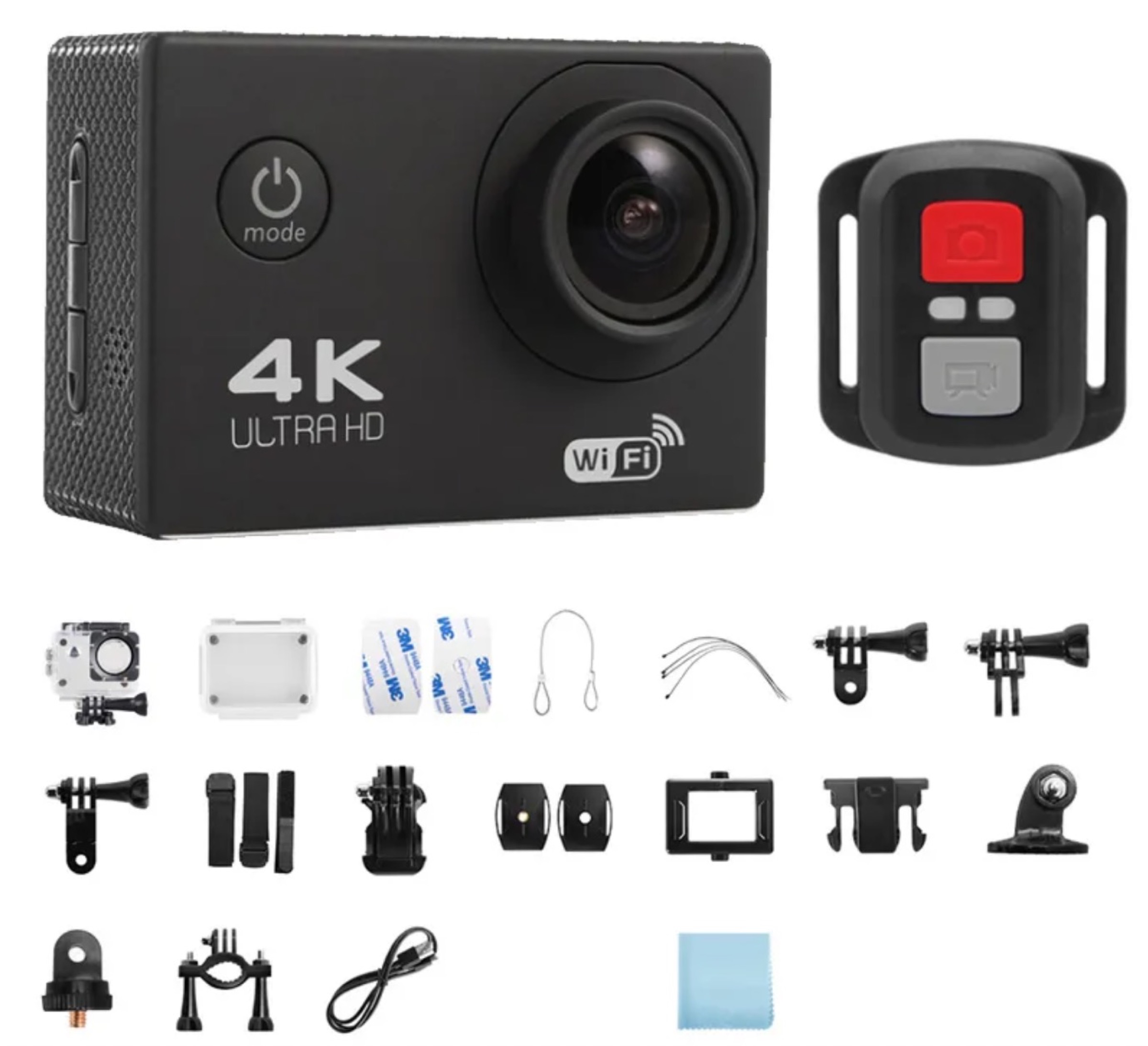 Action camera con cover subacquea e accessori a soli 22 €