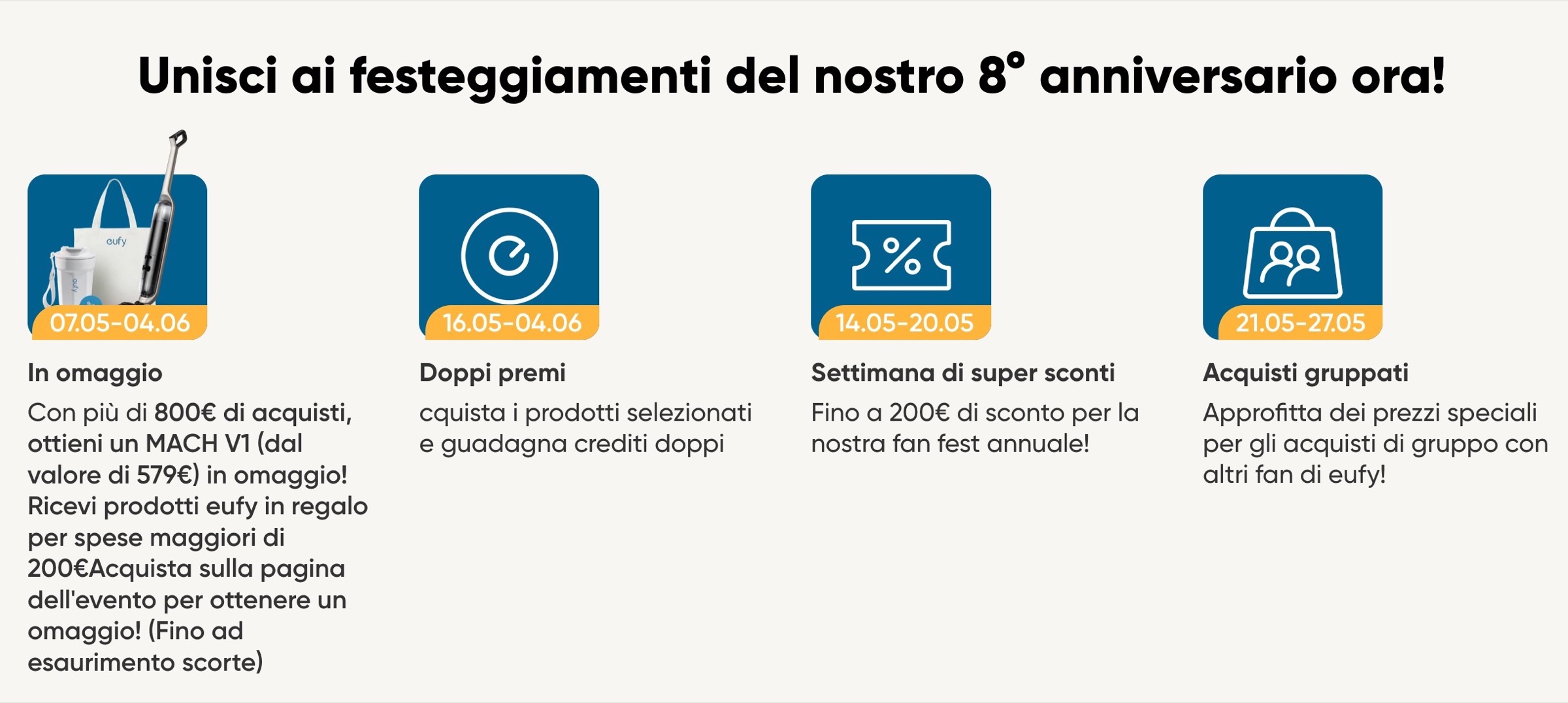 Eufy sconta telecamere e aspirapolvere per il suo compleanno