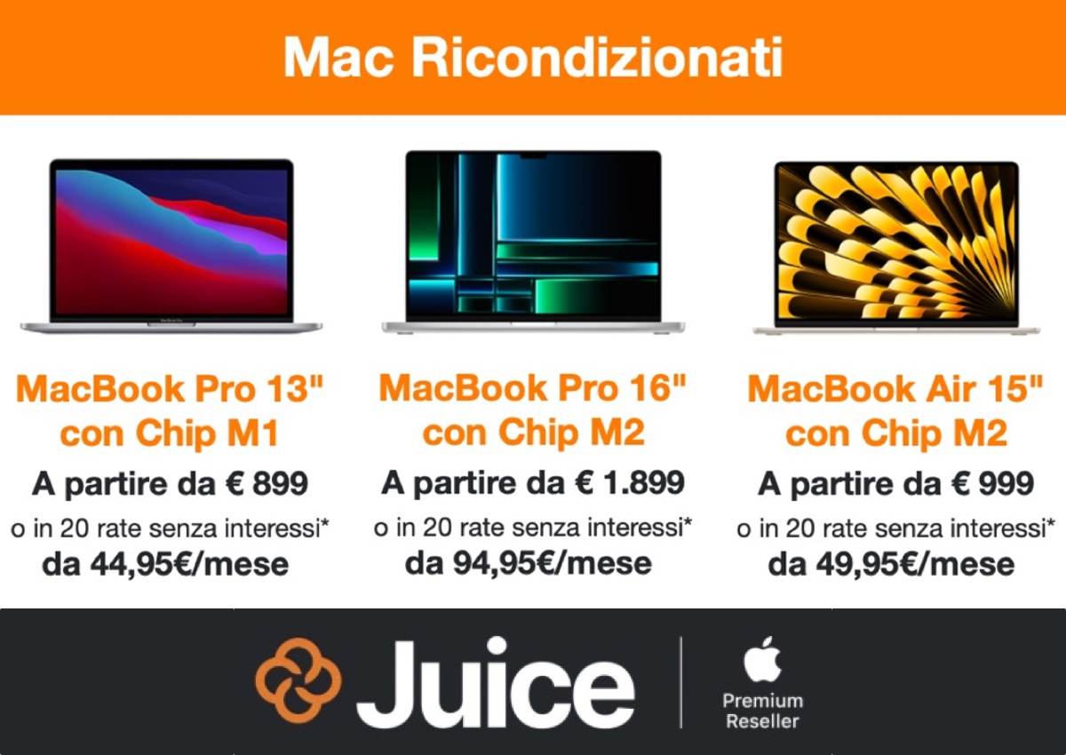 Juice Ricondizionati Apple: iPhone, iPad, Mac e Watch anche a rate