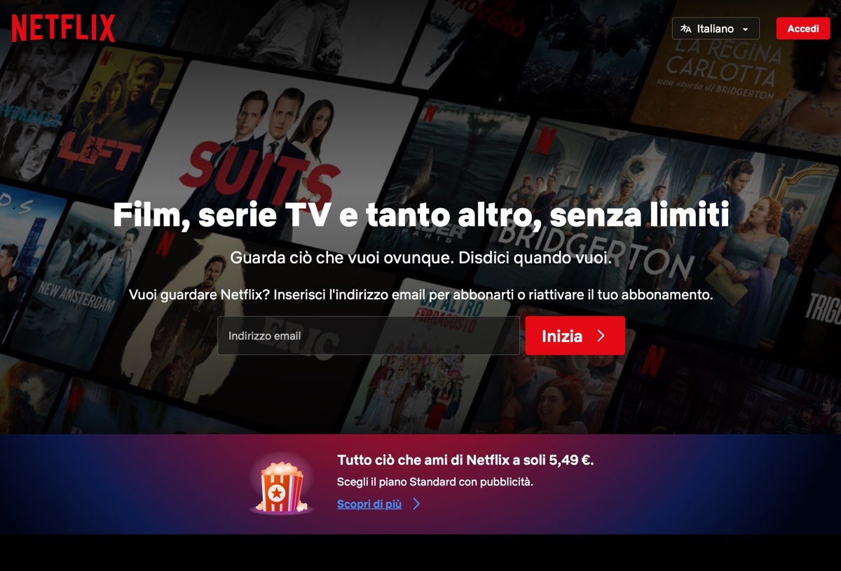 Netflix chiude il piano base senza pubblicità