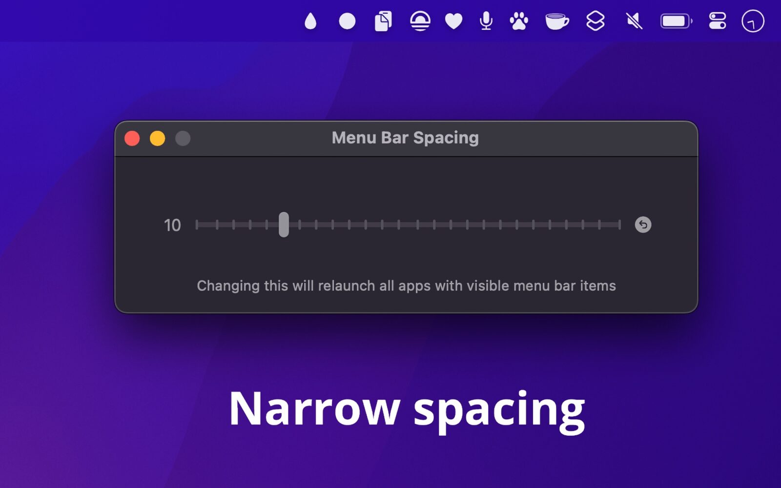 Menu Bar Spacing, allarga o stringe a fisarmonica le icone nella barra dei menu del Mac