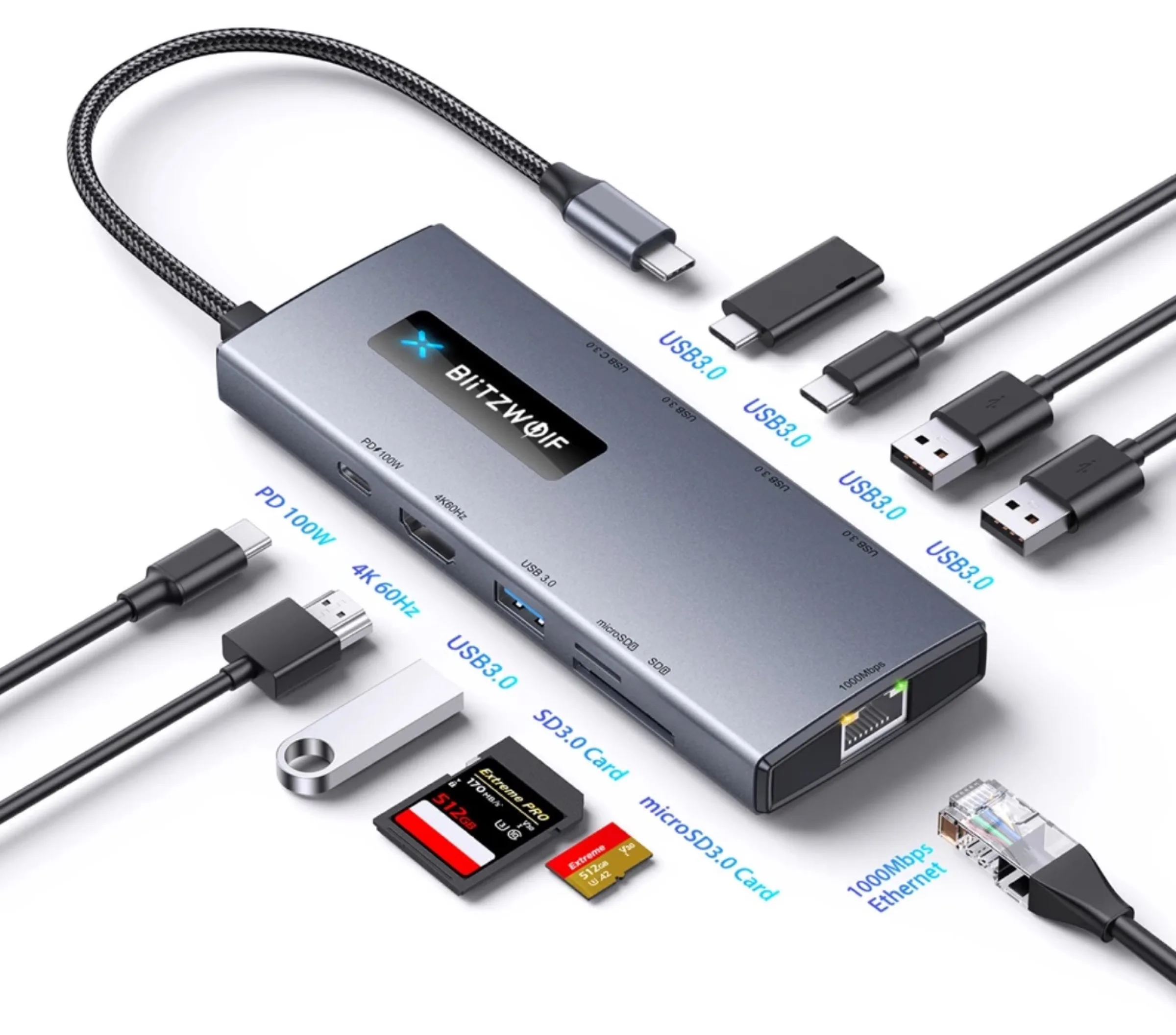 BlitzWolf TH8 è l'hub USB-C dieci-in-uno a soli 23 €