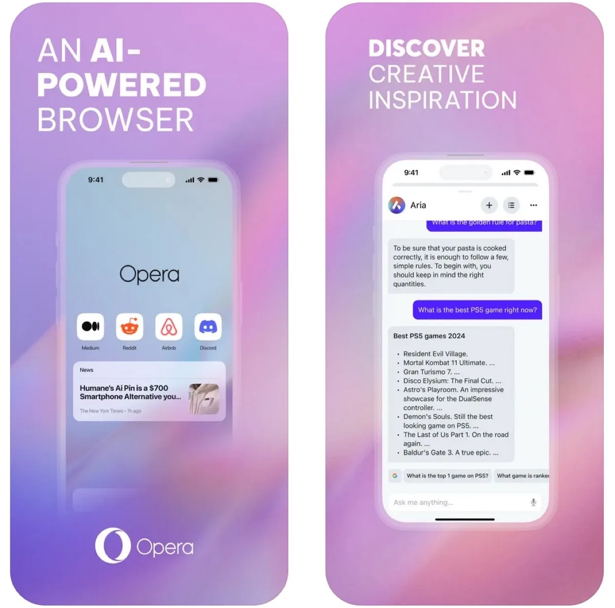 Opera One arriva su iPhone e iPad con chat AI