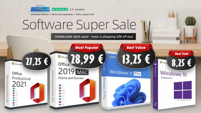 Solo 6 € Microsoft Windows, solo 17 € per Office