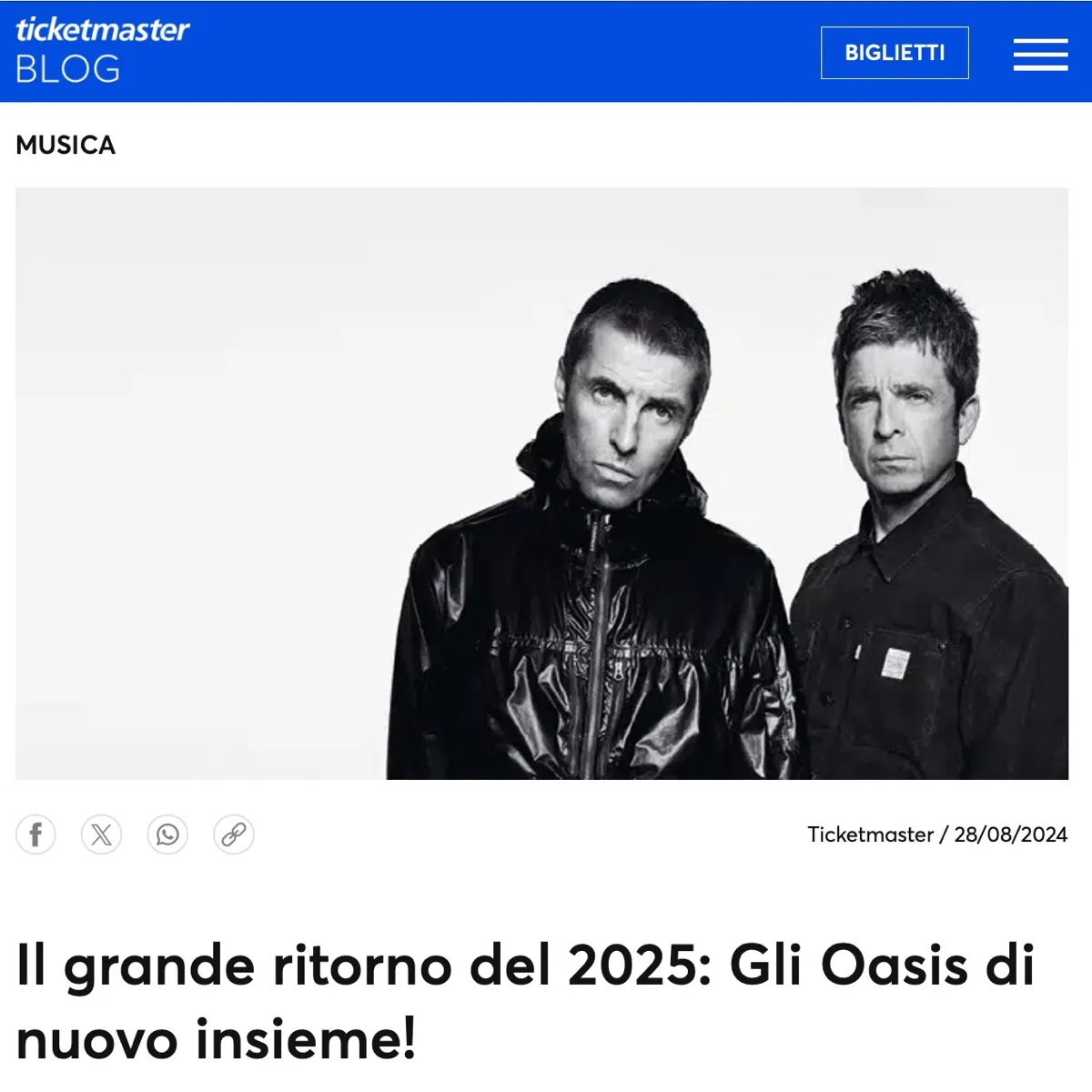 Concerto Oasis, Ticketmaster indagata per i prezzi dei biglietti