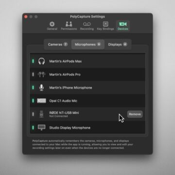 PolyCapture registra in tempo reale più fonti audio e video riprodotte dal Mac