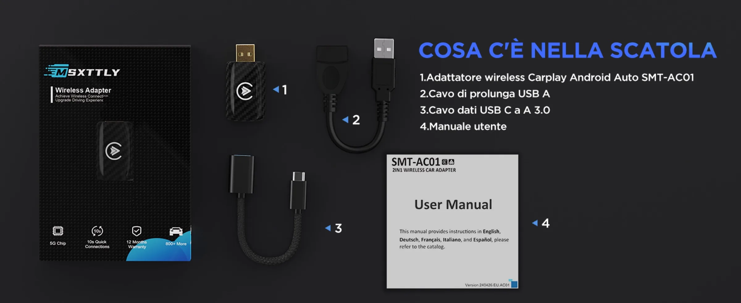 chiavetta MSXTTLY SMT AC01 carplay usba usbc 3