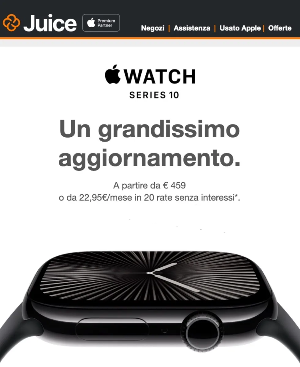 Da Juice iPhone 16 e Apple Watch Series 10 si preordinano anche a rate