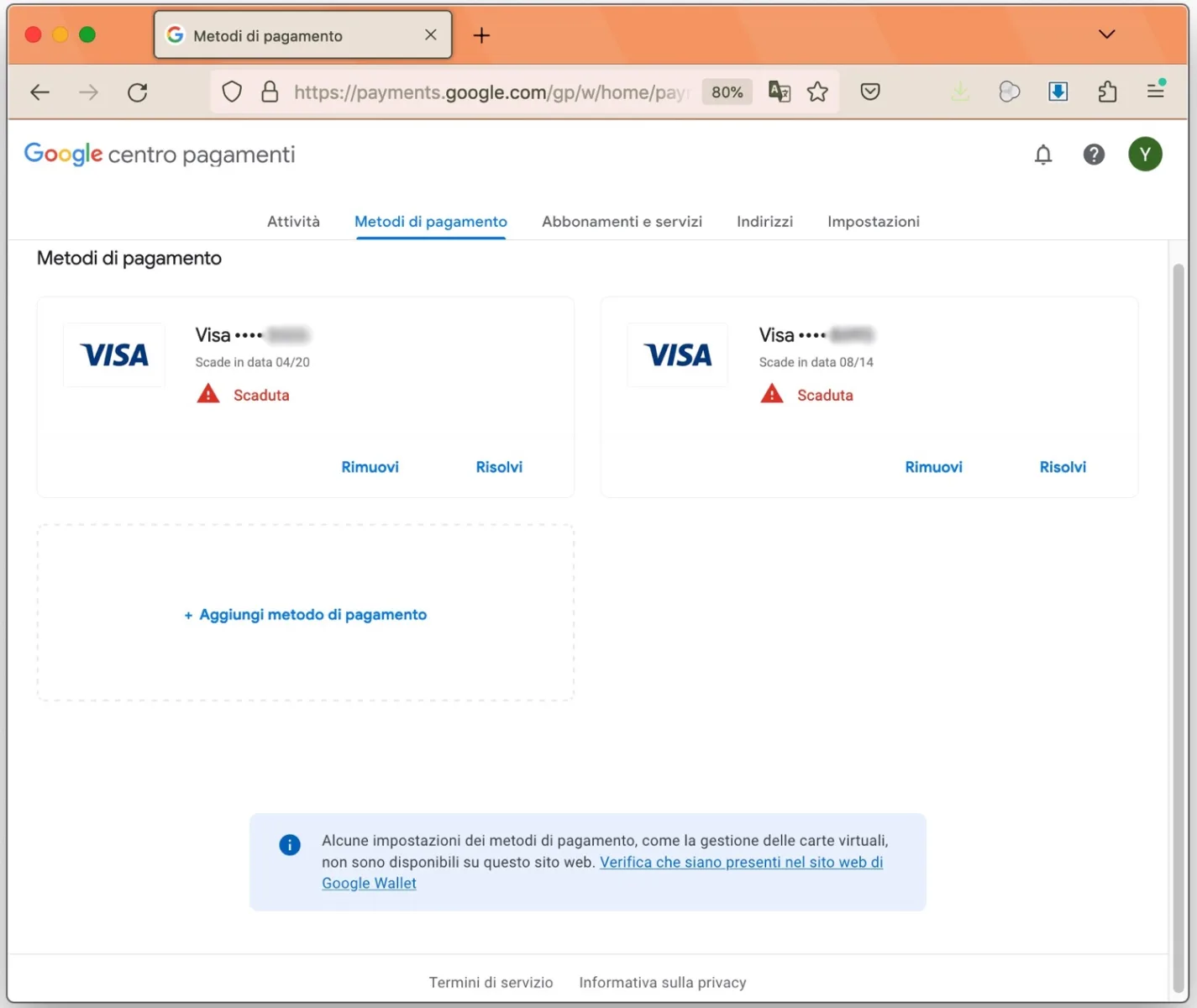 Google Pay e Wallet notificano gli utenti per carte inesistenti