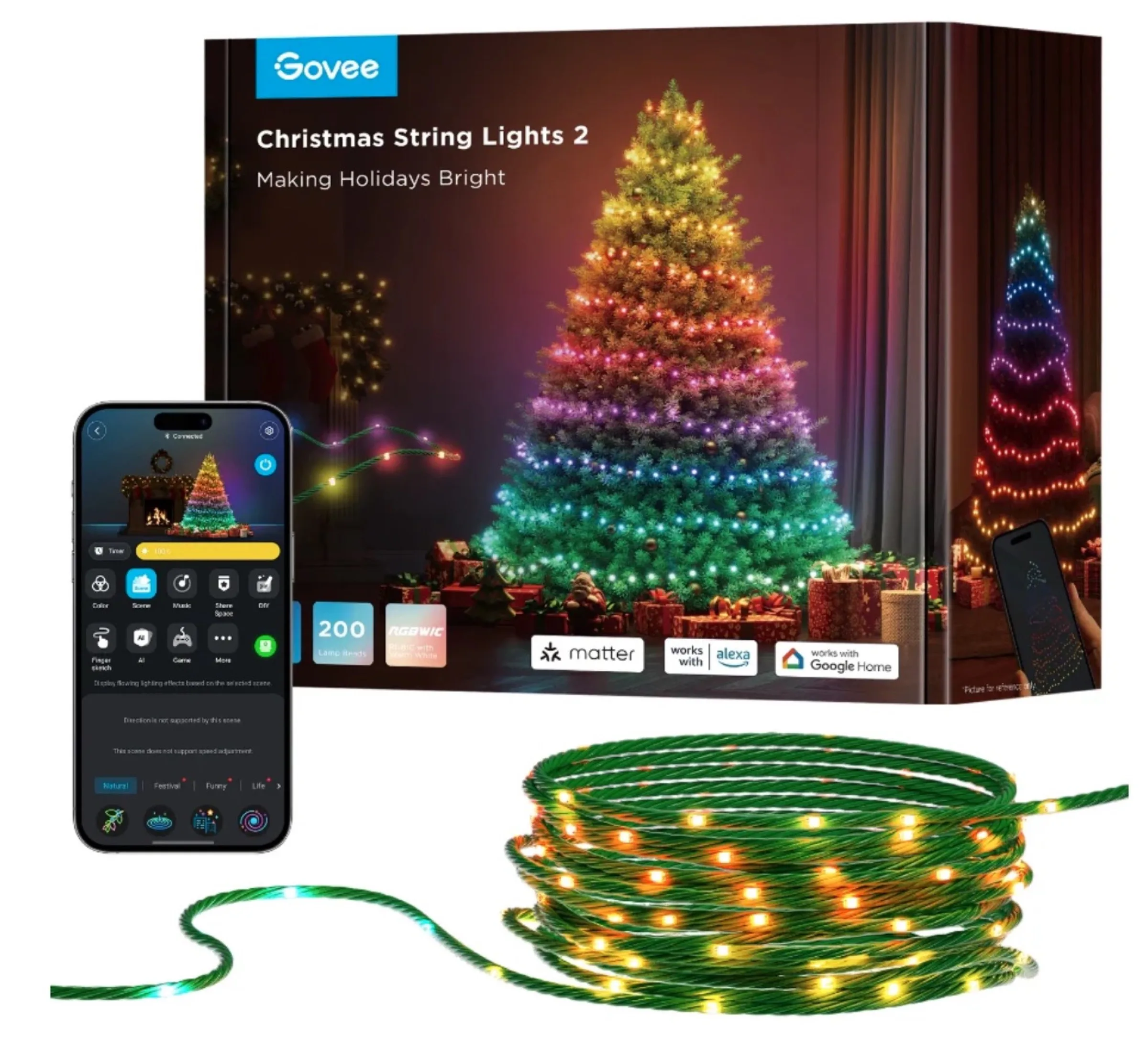 Govee Christmas String Lights 2, la catena di luci con mappatura Smart