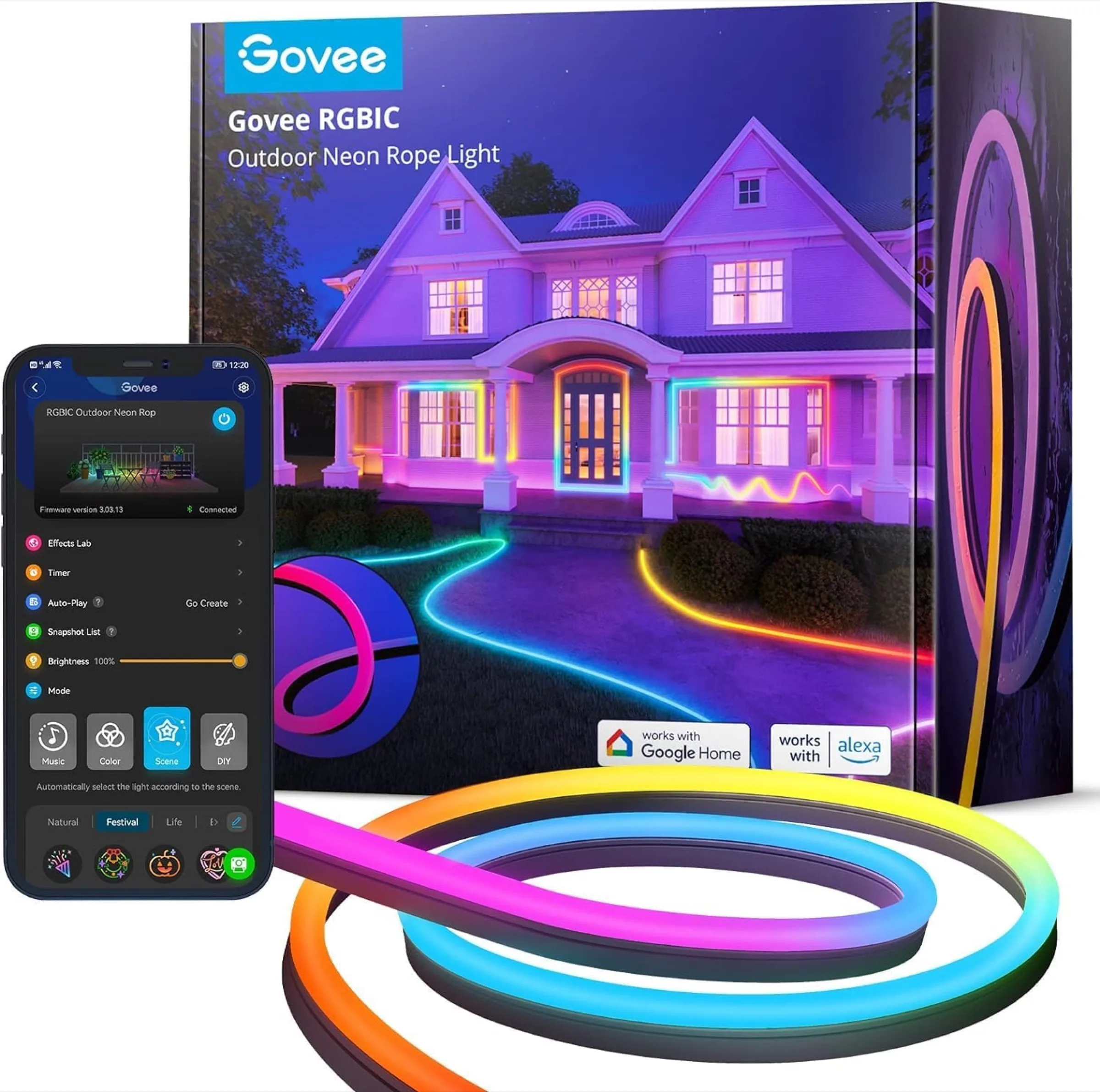 Govee RGBIC, striscia LED Smart multicolore per esterni