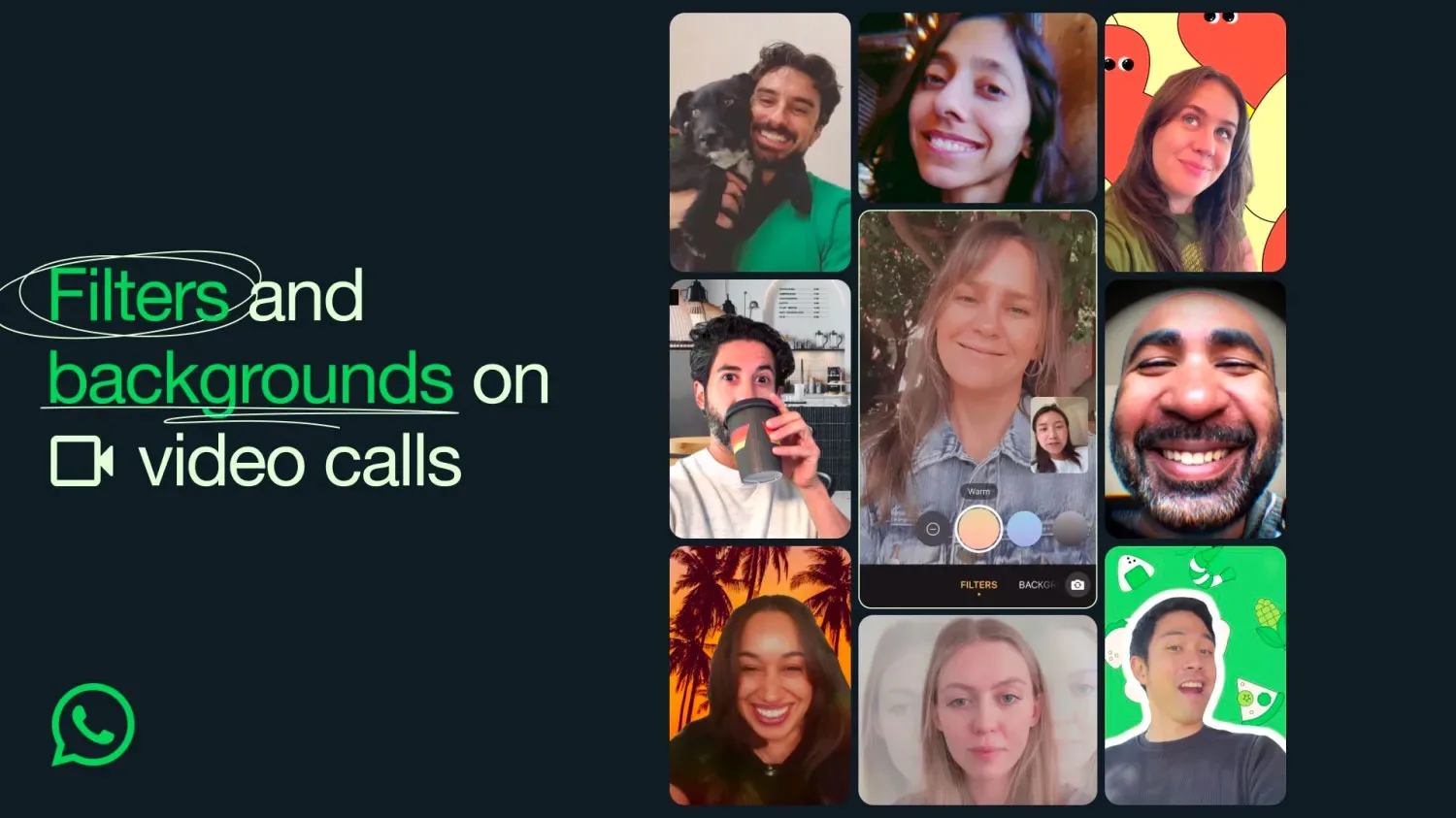 WhatsApp con nuovi filtri e sfondi per le videochiamate