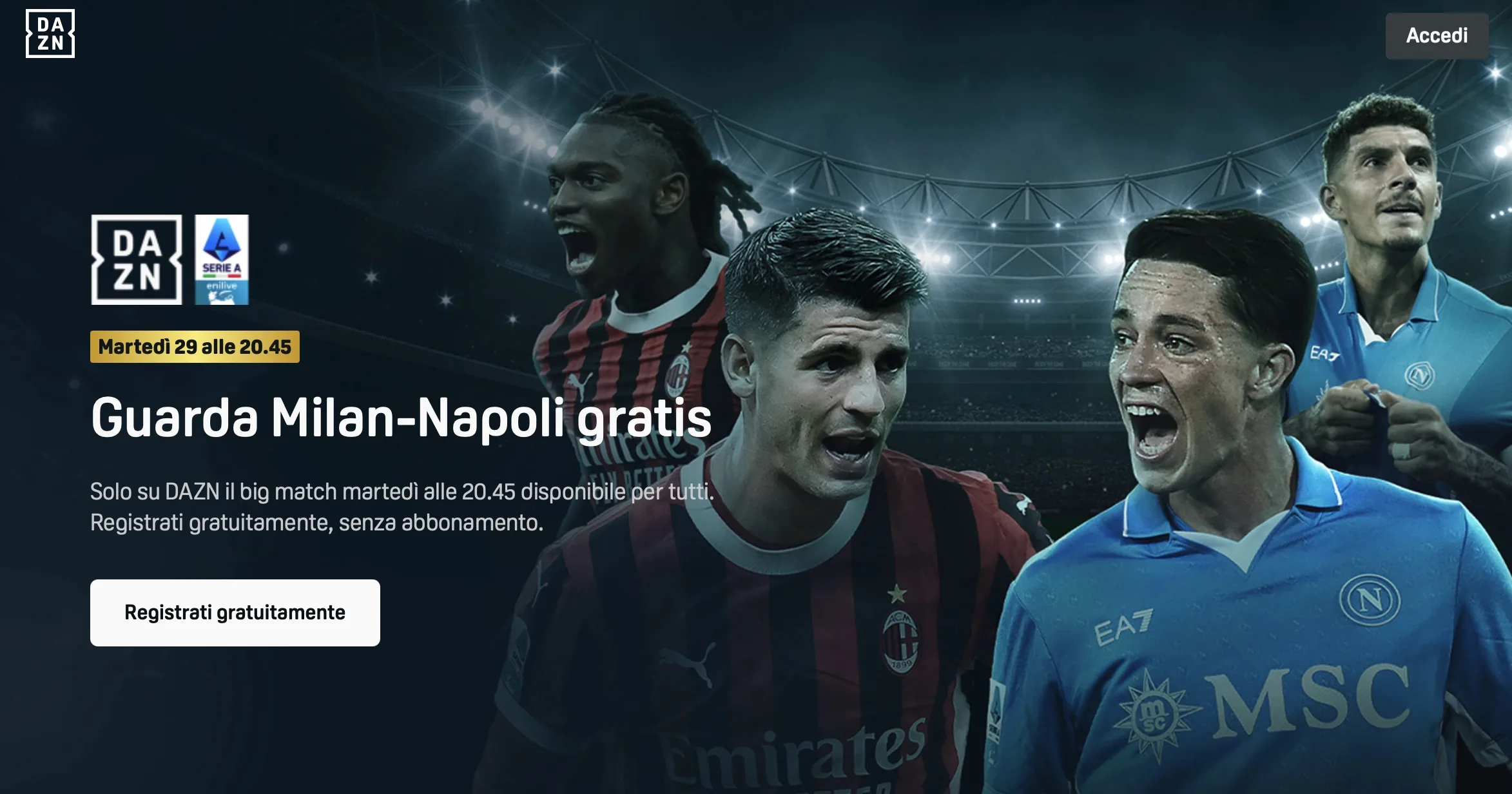 Napoli Milan gratis su DAZN, come vederla - macitynet.it