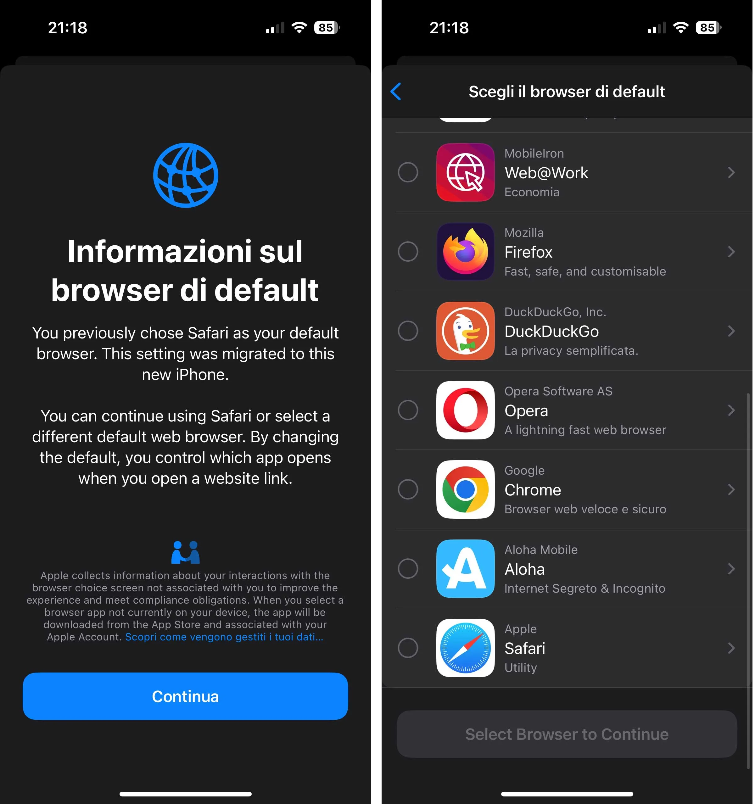 iOS 18.2, Apple risponde alle critiche UE e modifica schermata selezione browser - macitynet.it