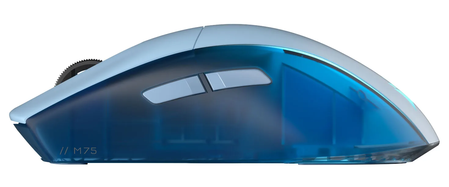 La colorazione "Glacier Blue" del mouse M75 ricorda i primi iMac