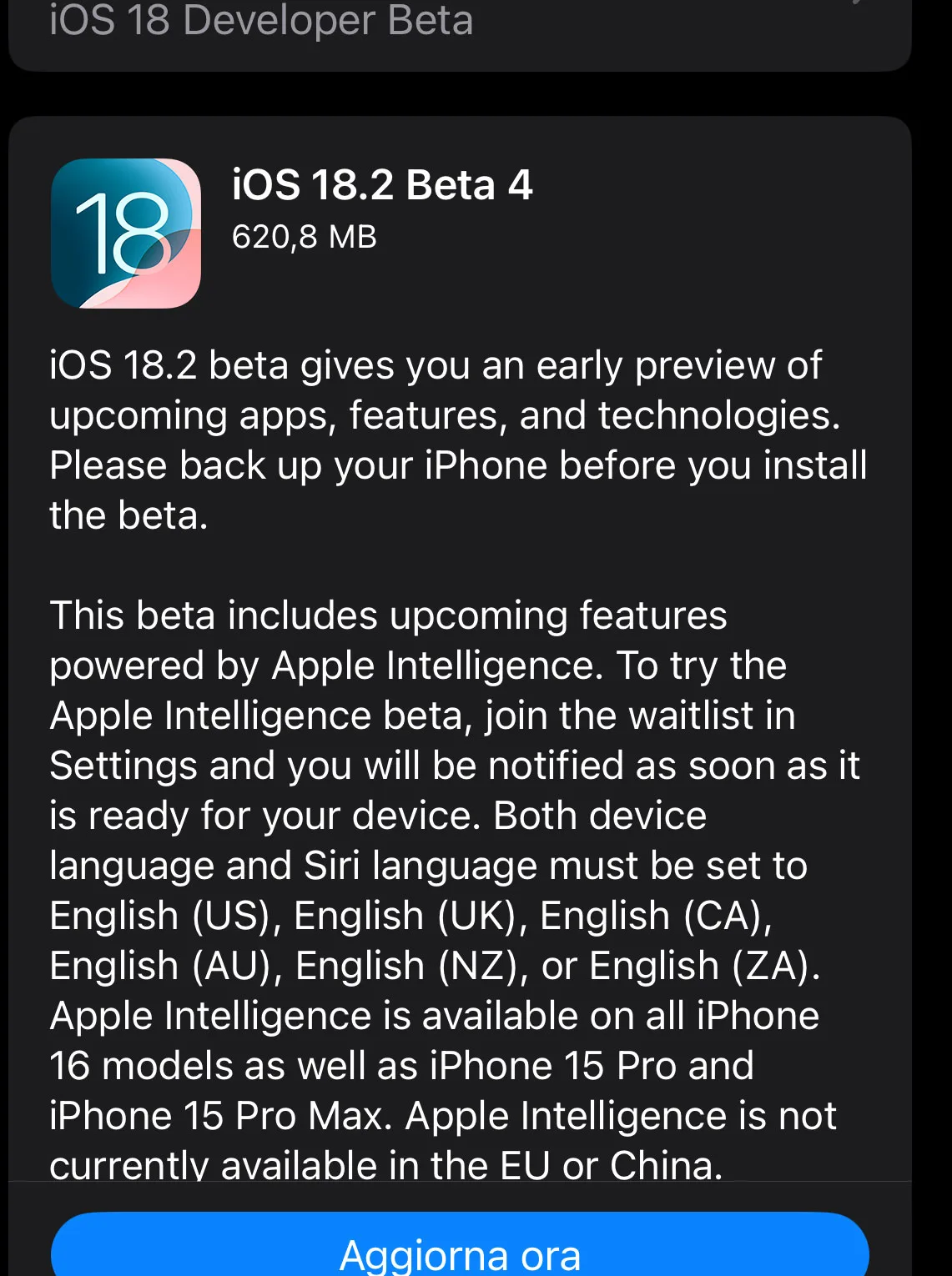 Quarta beta di iOS 18.2, iPadOS 18.2 e macOS Sequoia 15.2 agli sviluppatori - macitynet.it