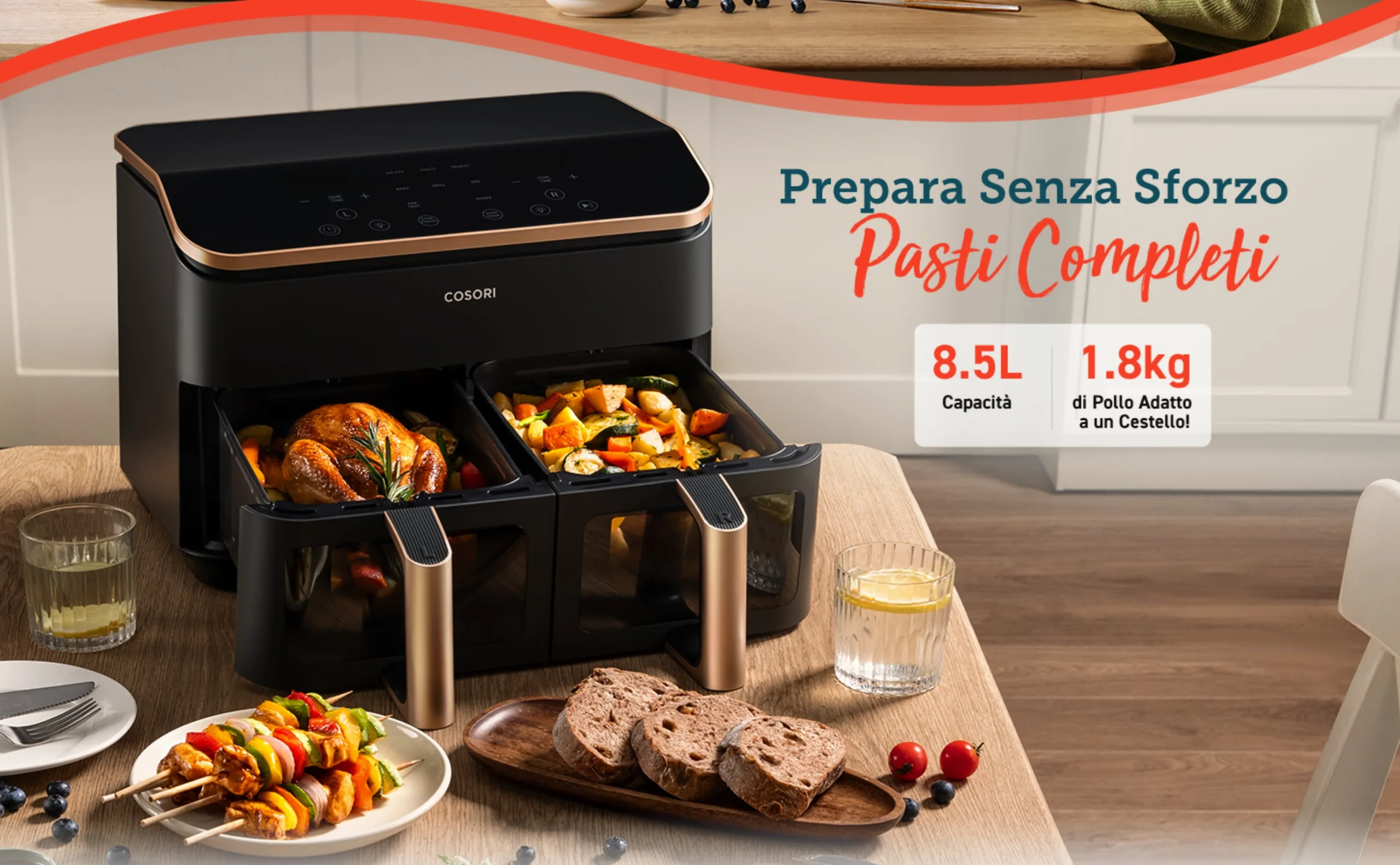 Black Friday, friggitrice ad aria Cosori a due cestelli con cottura separata a 159,99 € - macitynet.it