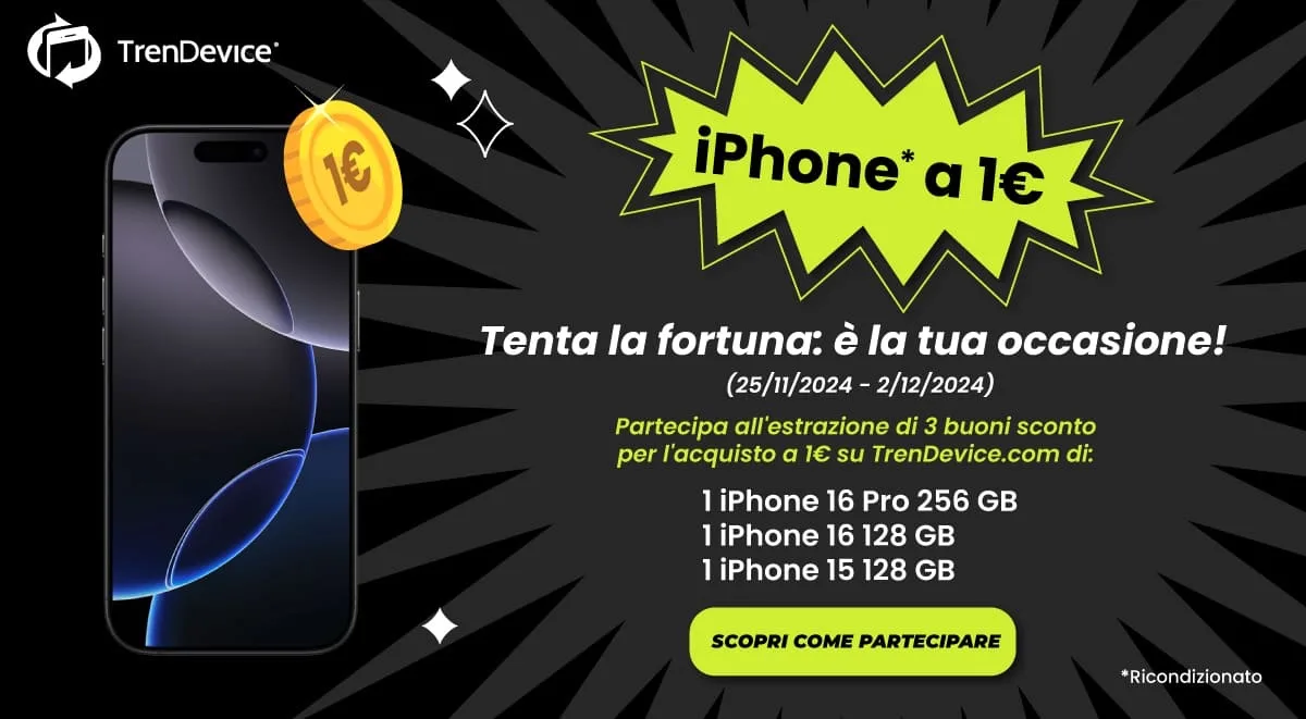 iPhone a 1€ su TrenDevice, l’occasione che aspettavi, partecipa all’operazione a premi - macitynet.it