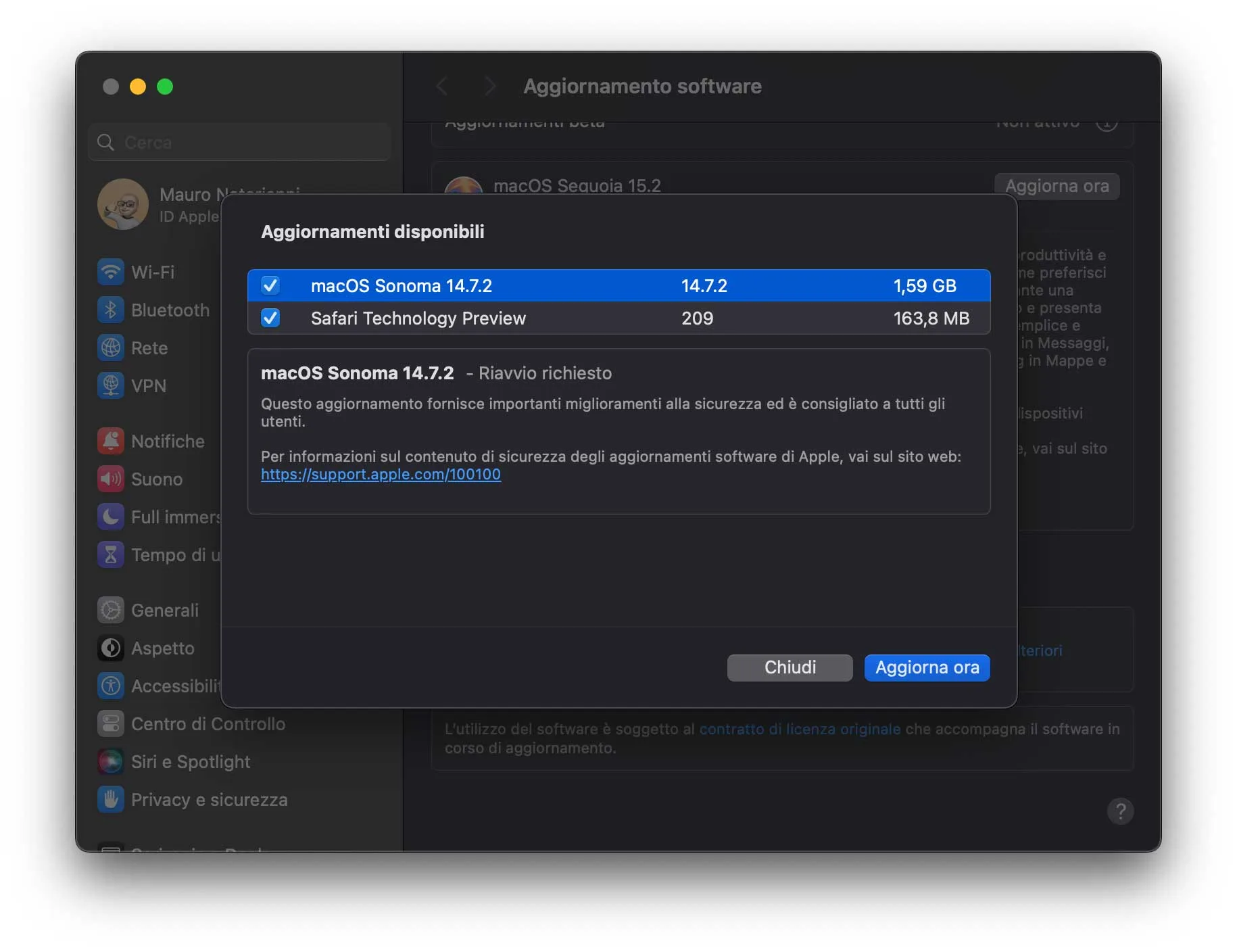 Disponibili aggiornamenti a macOS Sonoma 14.7.2 e macOS Ventura 13.7.2 - macitynet.it