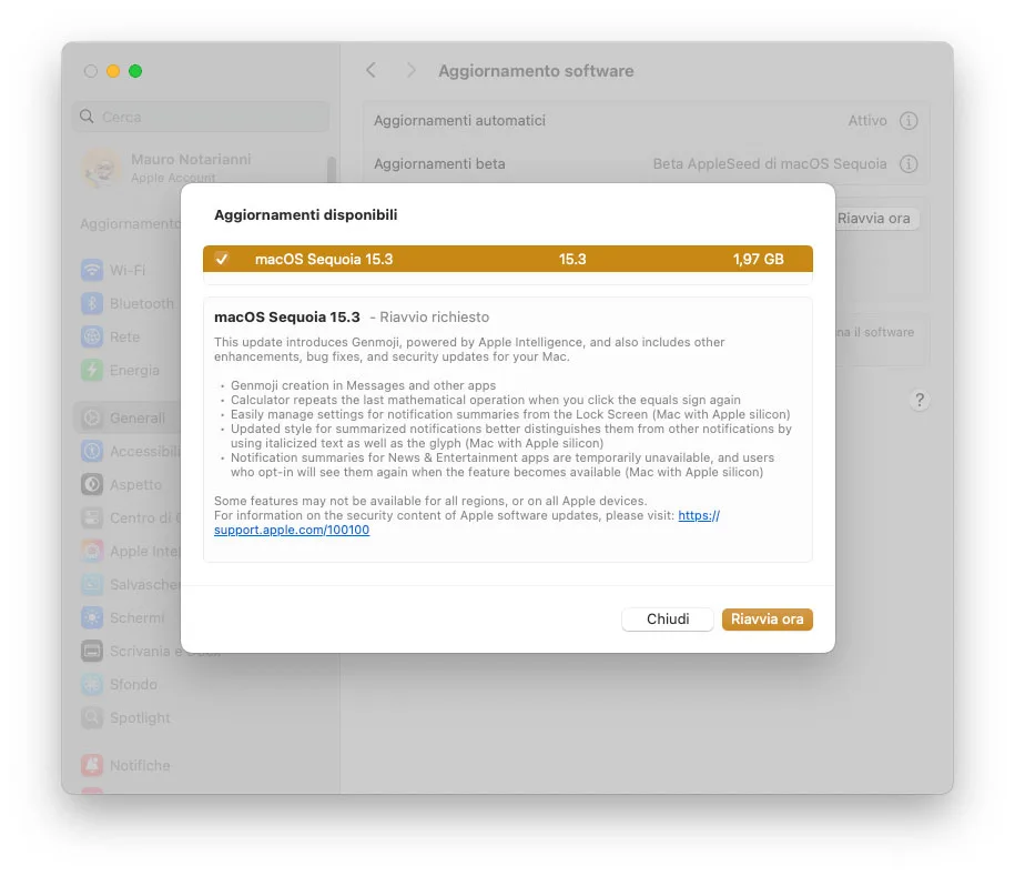 Disponibile l’aggiornamento a macOS Sequoia 15.3 - macitynet.it