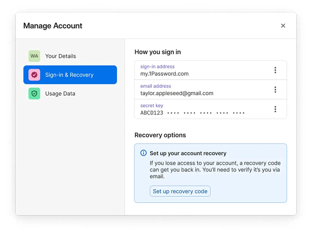 1Password, migliora il password manager con le chiavi di recupero dell'account